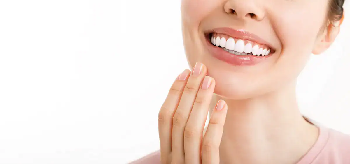 A bright, healthy smile showcasing clean, white veneers